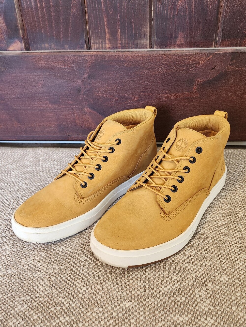 Timberland Mens Davis Sqr Leather Lace Up Chukka Sneaker Boots Nubuck Wheat 9.5